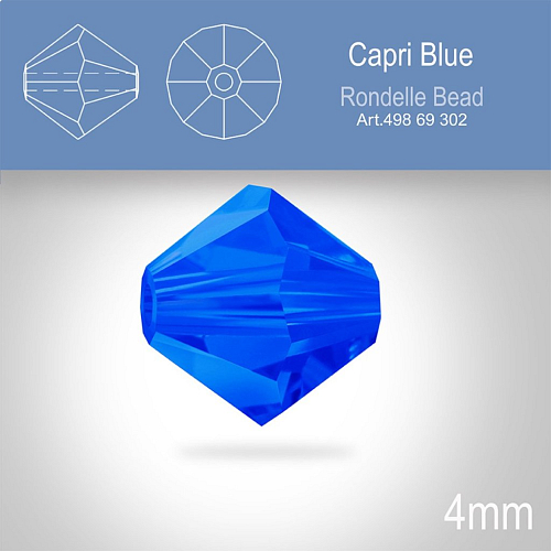 PRECIOSA Bicone MC BEAD (sluníčko) velikost 4mm. Barva CAPRI BLUE. Balení 31ks .