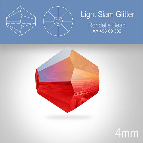 PRECIOSA Bicone MC BEAD (sluníčko) velikost 4mm. Barva LIGHT SIAM GLITTER. Balení 30ks