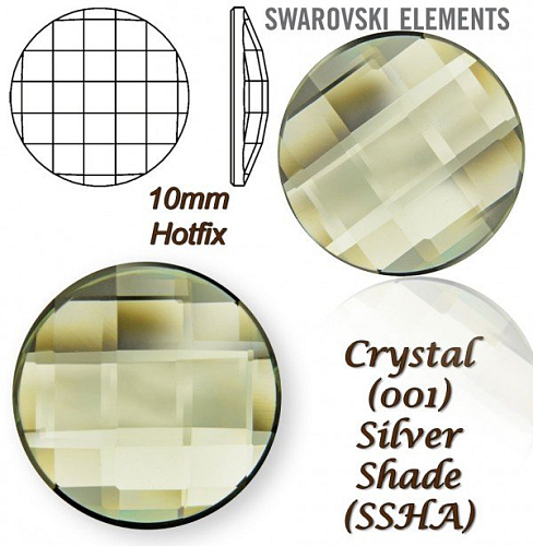SWAROVSKI HOT-FIX 2035 tvar Chessboard CIRCLE FB 10mm Silver shade