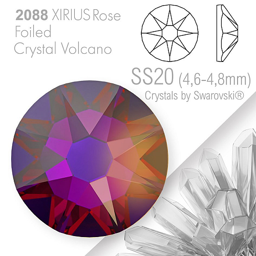 SWAROVSKI  XIRIUS Rose 2088 Foiled. Barva Crystal Volcano velikost SS20 (4,6-4,8mm). Balení 15Ks.