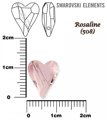 SWAROVSKI KORÁLKY 5743 Heart Bead barva ROSALINE velikost 12mm.