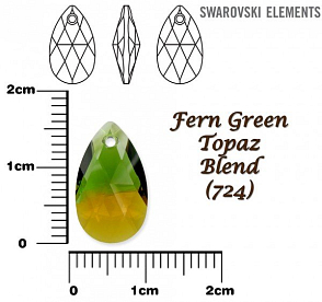 SWAROVSKI Pear-Shaped 6106 barva FERN GREEN TOPAZ BLEND velikost 16mm.