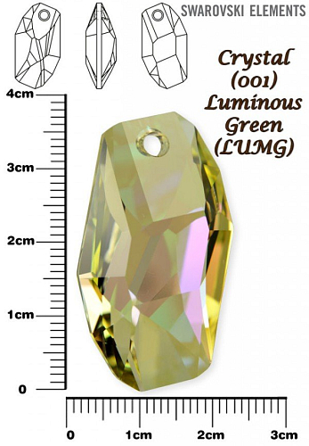 SWAROVSKI 6673 METEOR Pendant barva CRYSTAL LUMINOUS GREEN velikost 38mm. 