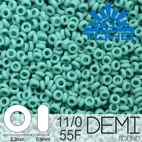 Korálky TOHO Demi Round 11/0. Barva 55F Opaque-Frosted Turquoise. Balení 5g.