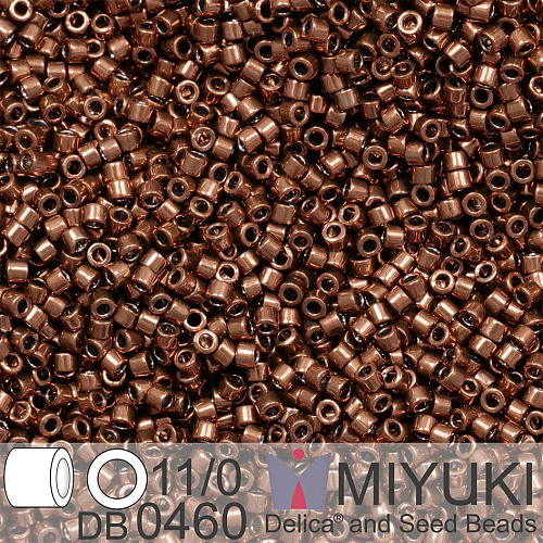 Korálky Miyuki Delica 11/0. Barva Dyed Nickel Plated Cinnamon Brown DB0460. Balení 5g.