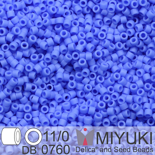 Korálky Miyuki Delica 11/0. Barva Matte Opaque Periwinkle DB0760. Balení 5g