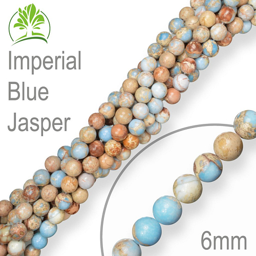Korálky z minerálů Imperial Blue Jasper přírodní polodrahokam. Velikost pr.6mm. Balení 12Ks.
