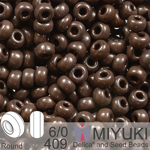 Korálky Miyuki Round 6/0. Barva 409 Op Chocolate. Balení 5g