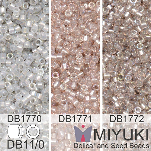 Korálky Miyuki Delica 11/0. Barevné variace č. 12  DB1770, DB1771, DB1772. Balení 3x5g