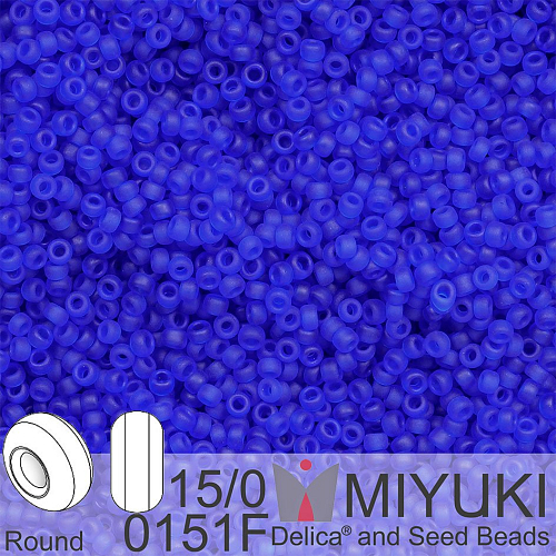 Korálky Miyuki Round 15/0. Barva 0151F Matte Tr Cobalt. Balení 5g.