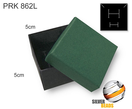 Krabička na šperky. Materiál papír . Ozn. PRK 862L. Velikost 5x5cm. Barva ZELENO/Černá