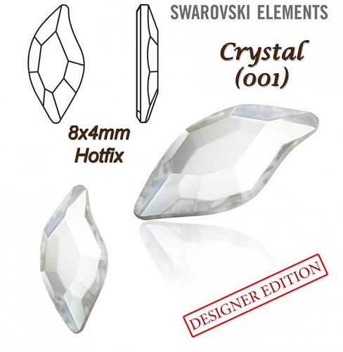 SWAROVSKI HOT-FIX 2797 tvar DIAMOND LEAF FB velikost 8x4mm barva CRYSTAL 
