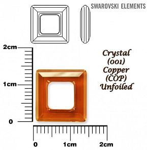 SWAROVSKI ELEMENTS Square Ring barva CRYSTAL (001) COPPER (COP) velikost 14x14mm.