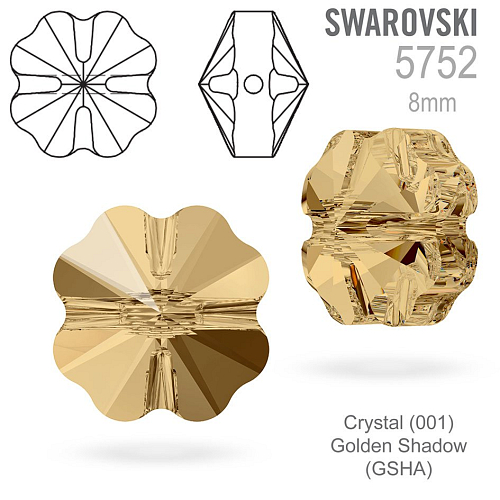 Swarovski  5752 Clover Bead barva Crystal (001) Golden Shadow (GSHA) velikost 8mm.