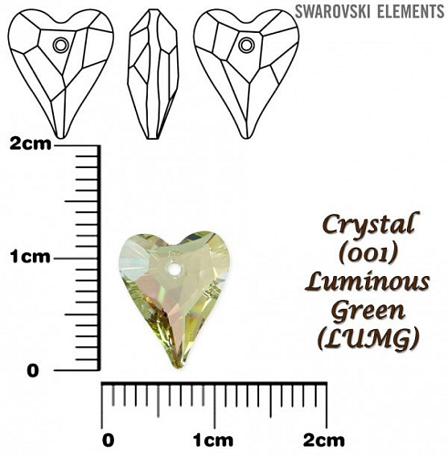 SWAROVSKI Wild Heart Pendant barva CRYSTAL LUMINOUS GREEN velikost 12mm