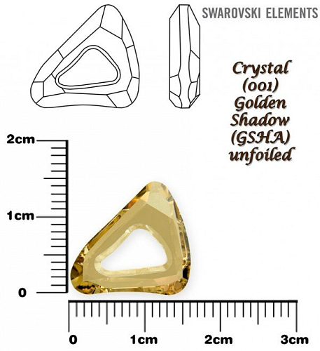 SWAROVSKI ELEMENTS Organic Cosmic Triangle 4736 barva CRYSTAL (001) GOLDEN SHADOW (GSHA) velikost 14mm.