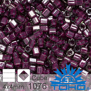 Korálky TOHO Cubes 6/0. Barva 1076 Inside-Color Gray/Magenta-Lined. Balení 10g. 