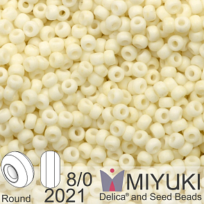 Korálky Miyuki Round 8/0. Barva 2021 Matte Opaque Cream. Balení 5g