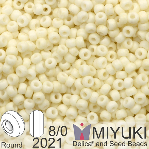 Korálky Miyuki Round 8/0. Barva 2021 Matte Opaque Cream. Balení 5g