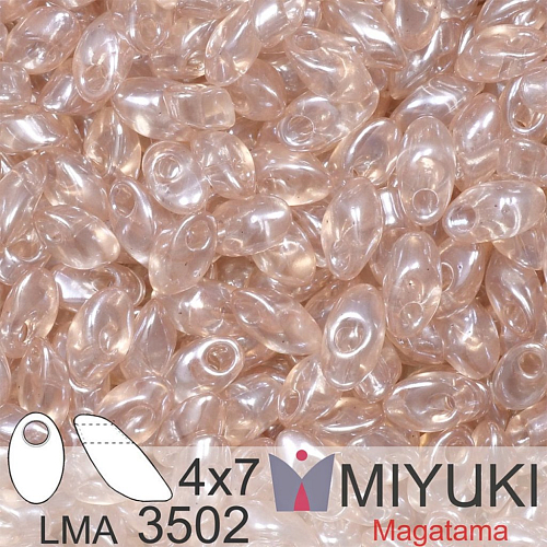 Korálky MIYUKI tvar Long MAGATAMA velikost 4x7mm. Barva LMA-3502 Transparent Tan Luster - Discontinued. Balení 5g.