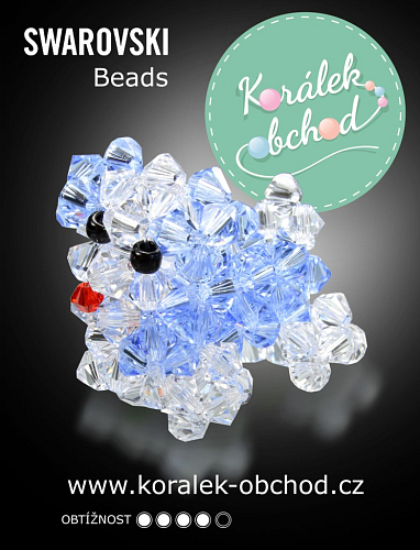 Rukodělná Korálková stavebnice PES ozn. FH12 SWAROVSKI Beads.Barva Crystal+Light Sapphire.