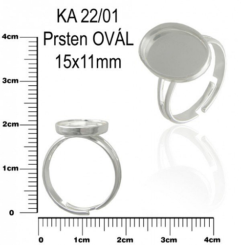 PRSTEN s lůžkem tvar OVÁL 15x11mm . Ozn.Ka 22/01. Barva stříbrná. 