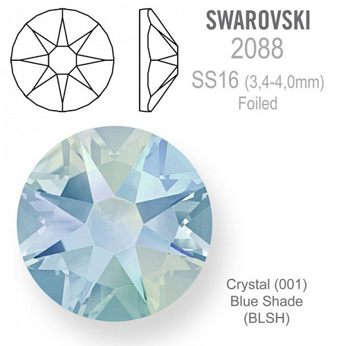 Swarovski FOILED 2088 velikost SS16 barva Crystal Blue Shade 