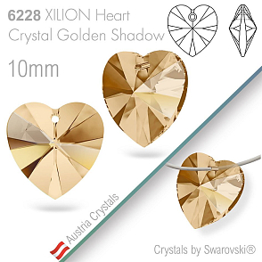 Swarovski XILION Heart 6228. Barva Crystal Golden Shadow. Velikost 10mm