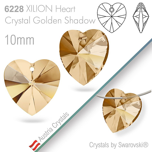 Swarovski XILION Heart 6228. Barva Crystal Golden Shadow. Velikost 10mm