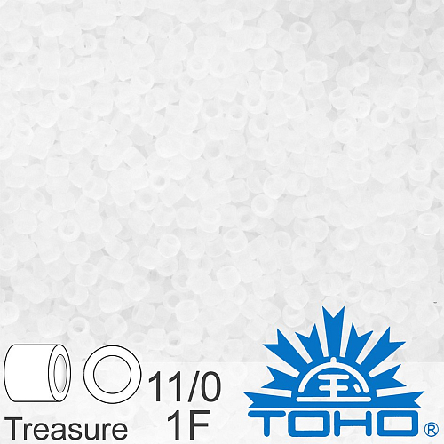 Korálky TOHO tvar TREASURE (válcové). Velikost 11/0. Barva č. 1F-Transparent-Frosted Crystal . Balení 5g.