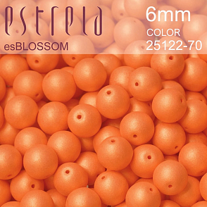 Korálky esBLOSSOM voskované tvar kulatý. Velikost 6mm. Barva 25122-70 (oranžová+listr). Balení 21ks na návleku. 