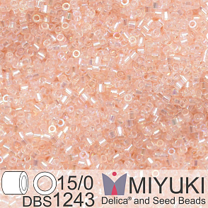 Korálky Miyuki Delica 15/0. Barva DBS 1243 Transparent Pink Mist AB. Balení 2g.