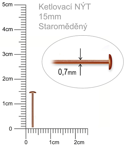 Ketlovací Nýt  velikost 15mm. Barva staroměděná.