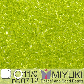 Korálky Miyuki Delica 11/0. Barva Tr Chartreuse DB0712. Balení 5g.