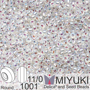 Korálky Miyuki Round 11/0. Barva 1001 S/L S/L Crystal AB. Balení 5g.