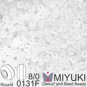 Korálky Miyuki Round 8/0. Barva 0131F Matte Crystal. Balení 5g