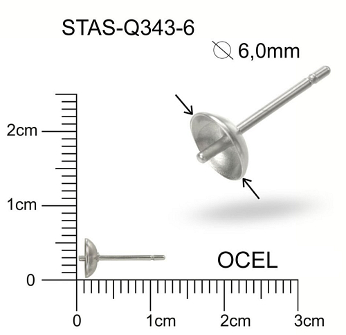 Puzeta s půlkulatým lůžkem a hrotem 6mm CHIRURGICKÁ OCEL ozn.-STAS-Q343 6