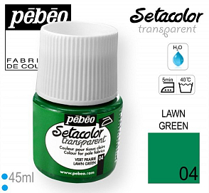 Barva na Textil SETACOLOR Transparent Pebeo. barva č. 04 LAWN GREEN. Balení 45ml. 