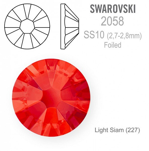 SWAROVSKI 2058 XILION Rose FOILED velikost SS10 barva Light Siam (227). Balení 40Ks.