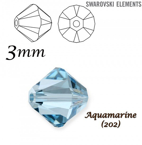 SWAROVSKI  XILION BEAD 5328 barva AQUAMARINE velikost 3mm. Balení 20Ks. 