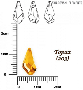 SWAROVSKI POLYGON DROP barva TOPAZ velikost 13mm.