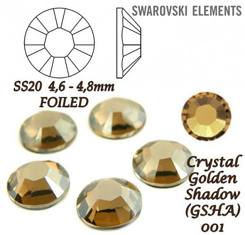 SWAROVSKI XIRIUS FOILED velikost SS20 barva CRYSTAL GOLDEN SHADOW 