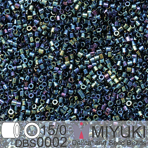 Korálky Miyuki Delica 15/0. Barva DBS 0002 Metallic Dark Blue Iris. Balení 2g.