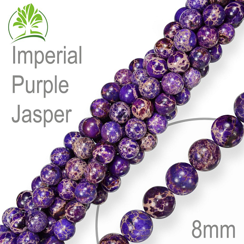 Korálky z minerálů Imperial Purple Jasper přírodní polodrahokam. Velikost pr.8mm. Balení 10Ks.