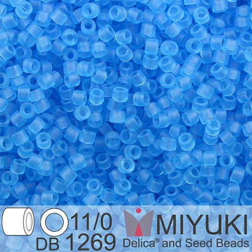 Korálky Miyuki Delica 11/0. Barva Matte Tr Ocean Blue  DB1269. Balení 5g.