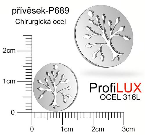 Přívěsek Chirurgická Ocel ozn-P689 STROM života velikost pr.16mm. Řada přívěsků ProfiLUX