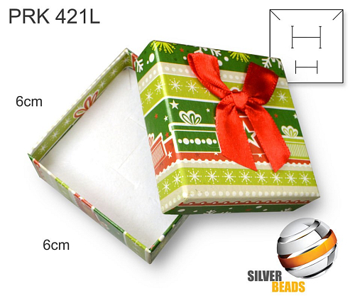 Krabička na šperky. Materiál papír+mašle . Ozn. PRK 421L. Barva Vánoční motiv