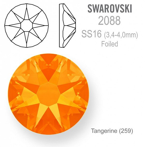 Swarovski XIRIUS FOILED 2088 velikost SS16 barva Tangerine 