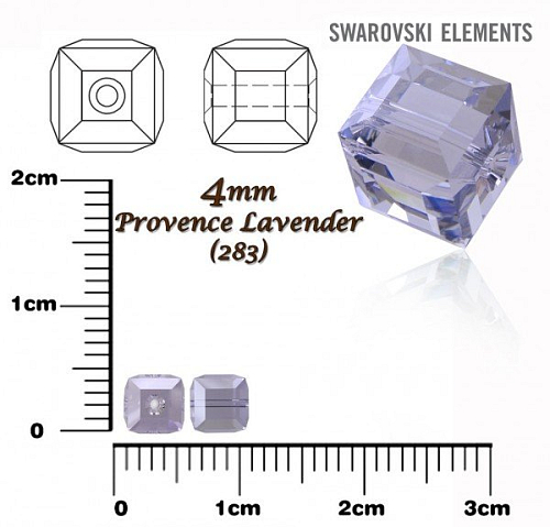 SWAROVSKI CUBE Beads 5601 barva PROVENCE LAVENDER velikost 4mm.