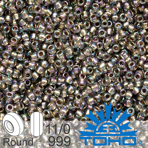 Korálky TOHO tvar ROUND (kulaté). Velikost 11/0. Barva č.999 Gold-Lined Rainbow Black Diamond. Balení 8g.